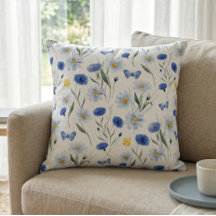 Blaue Aquarell-Wildblumenwiese-Muster
