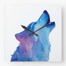 Blaue Aquarell-Wolfsheulen