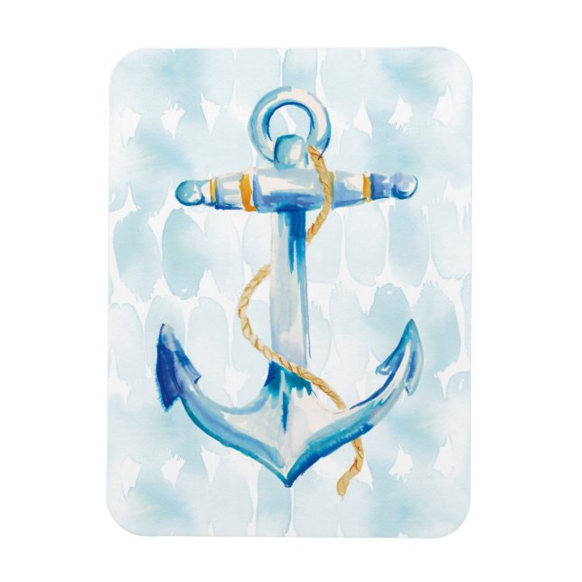 Blaue Aquarellanschor Magnet (Vertikal)