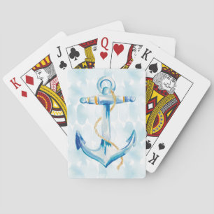 Blaue Aquarellanschor Spielkarten