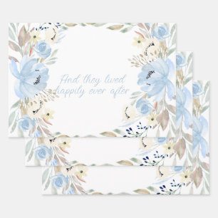 Blaue Aquarellblumen Rahmen personalisiert  Geschenkpapier Set