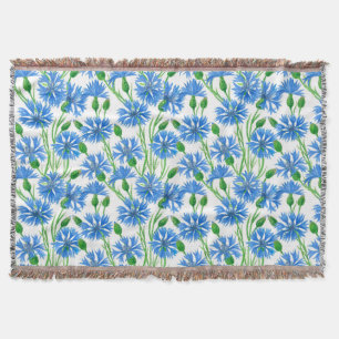Blaue Aquarellblumen, weiße Blume Decke