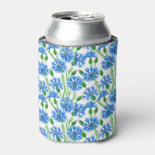 Blaue Aquarellblumen, weiße Blume Dosenkühler
