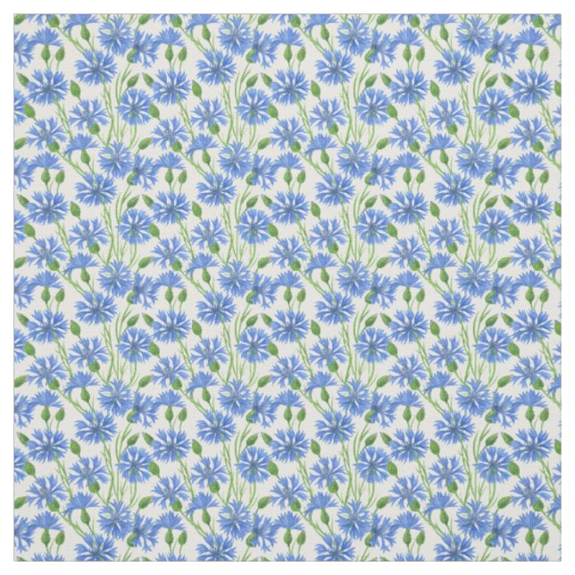 Blaue Aquarellblumen, weiße Blume Stoff (Muster)