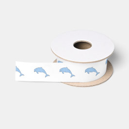 Blaue Aquarelldelphine Satinband
