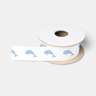 Blaue Aquarelldelphine Satinband