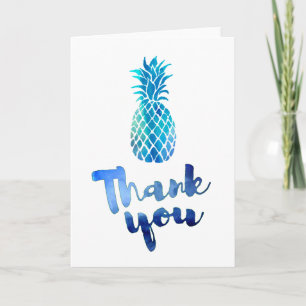 Blaue Aquarellfarbe danke Skriptin Ananas