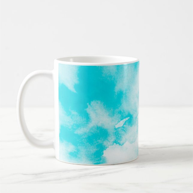 Blaue Aquarellfarbe Kaffeetasse (Links)