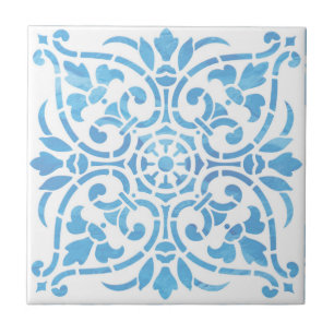 Blaue Aquarellfarbe Keramik Tile Fliese