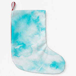 Blaue Aquarellfarbe Kleiner Weihnachtsstrumpf