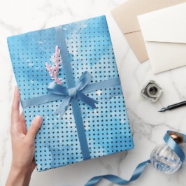 Blaue Aquarellfarbe mit gestrichtem Musterpapier Geschenkpapier