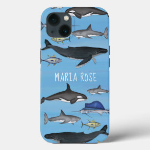 Blaue Aquarellfarbe Personalisierter Wassersport Case-Mate iPhone Hülle