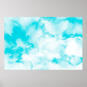 Blaue Aquarellfarbe Poster