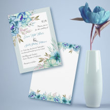 Blaue Aquarellfarben Blume Blütenminze Grüne Hochz