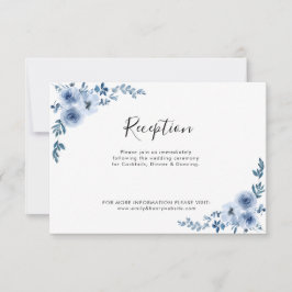 Blaue Aquarellfarben Blume Hochzeitskarte Dankeskarte