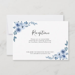 Blaue Aquarellfarben Blume Hochzeitskarte Dankeskarte