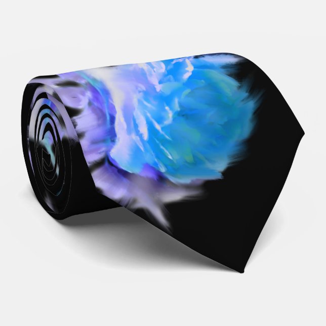 Blaue Aquarellfarben Rose Blaue Blume Krawatte (Gerollt)