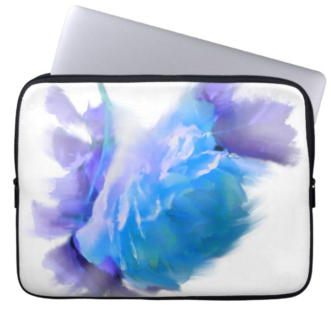 Blaue Aquarellfarben Rose Blaue Blume Laptopschutzhülle (Vorderseite)