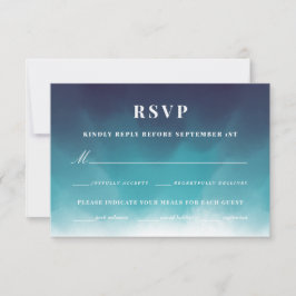 Blaue Aquarellfarben RSVP Karte