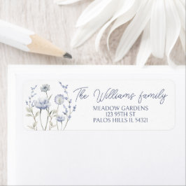 Blaue Aquarellfarben Wildblume Rücksendeadresse