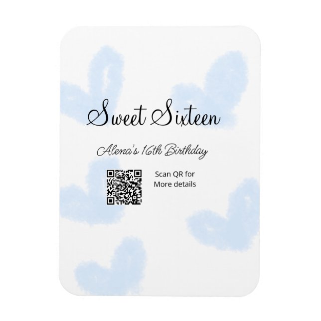Blaue Aquarellherzen QR 16 . Geburtstag Geburtstag Magnet (Vertikal)