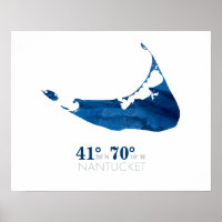 Blaue Aquarellkarte mit Koordinaten