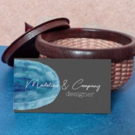 Blaue Aquarellkunst auf grau-minimalistisch-modern Visitenkarte