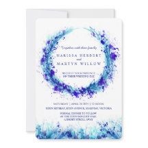 Blaue Aquarellkunst platsche Hochzeitseinladungen