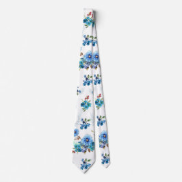Blaue Aquarellmais-Blume mit Muster Krawatte