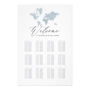 Blaue Aquarellmappe Hochzeitssitzplan Fotodruck