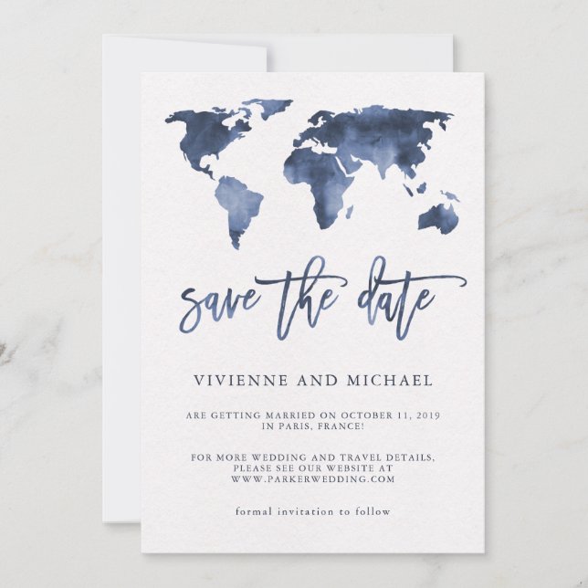 Blaue Aquarellmappe | Hochzeitsstichtag speichern Save The Date (Vorderseite)