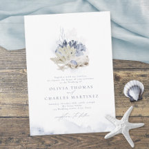 Blaue Aquarellmauer & Muscheln Hochzeit am Strand