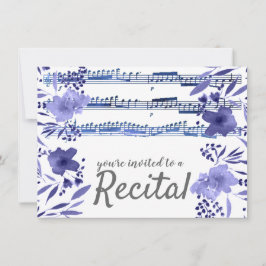 Blaue Aquarellmusik Blume Einladung