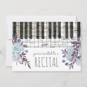 Blaue Aquarellmusik Blume Einladung
