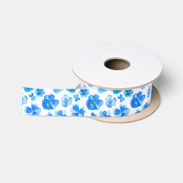 Blaue Aquarellpansy violas art band Satinband