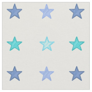 Blaue Aquarellsterne Stoff