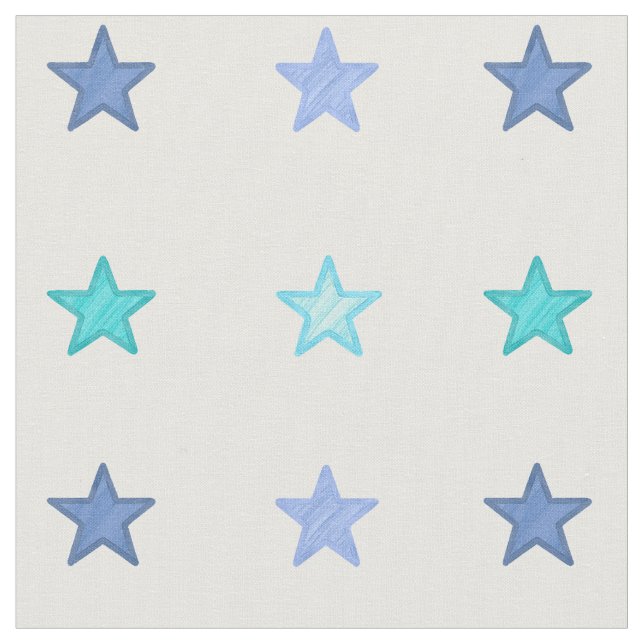 Blaue Aquarellsterne Stoff (Nahaufnahme)