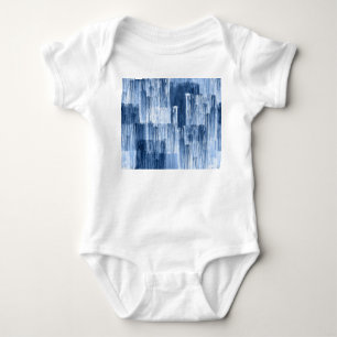 Blaue Aquarellstreifen: Geometrisches Muster Baby Strampler