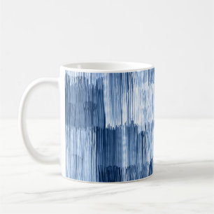Blaue Aquarellstreifen: Geometrisches Muster Kaffeetasse