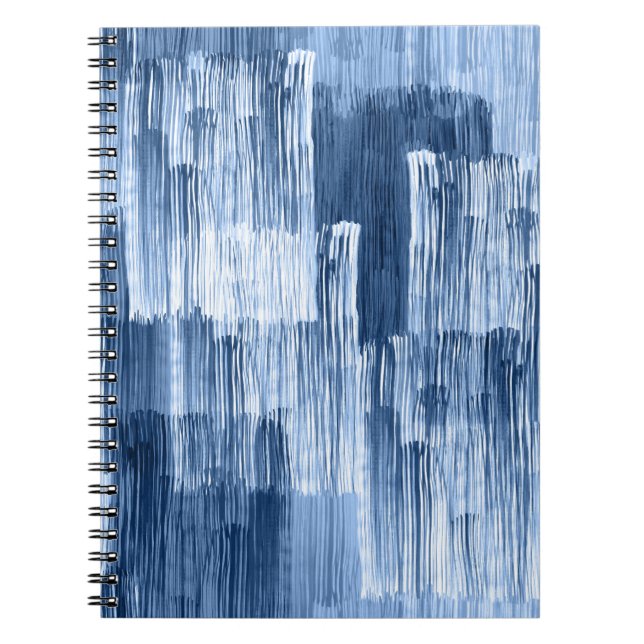 Blaue Aquarellstreifen: Geometrisches Muster Notizblock (Vorderseite)