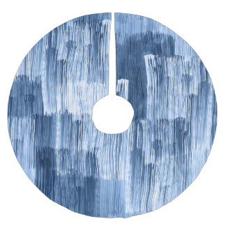 Blaue Aquarellstreifen: Geometrisches Muster Polyester Weihnachtsbaumdecke