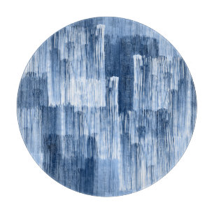 Blaue Aquarellstreifen: Geometrisches Muster Schneidebrett