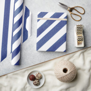 Blaue Aquarellstreifen Geschenkpapier