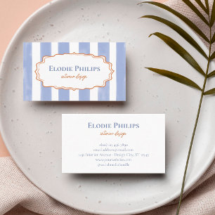Blaue Aquarellstreifen Wellige Rahmen Add Name Visitenkarte