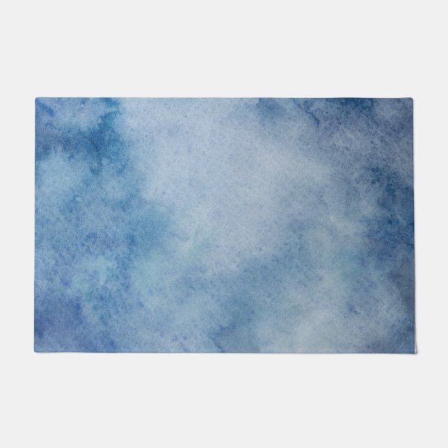 Blaue Aquarelltextur Fußmatte (Vorderseite)