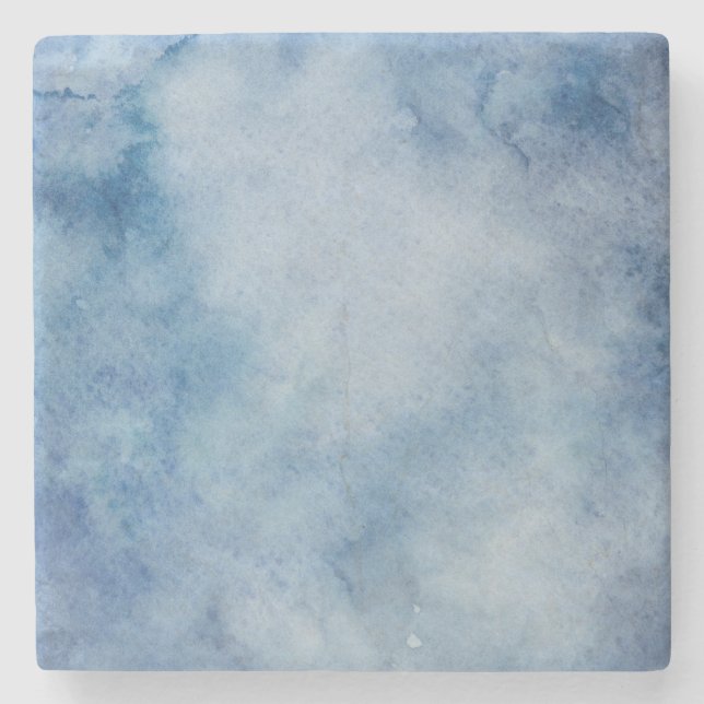 Blaue Aquarelltextur Steinuntersetzer (Vorderseite)