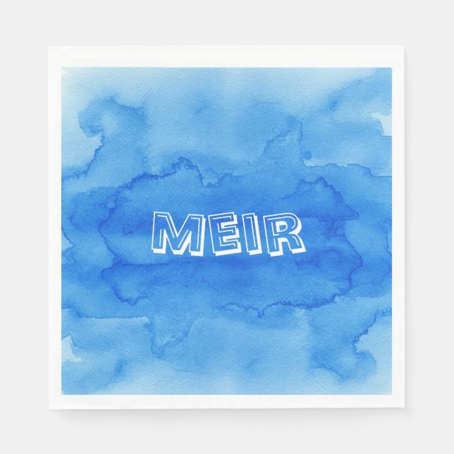 Blaue Aquarelluppe Serviette (Vorderseite)