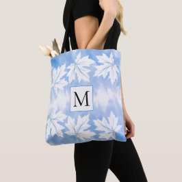 Blaue Aquarellwaschmittel Blätter und Monogramm Tasche