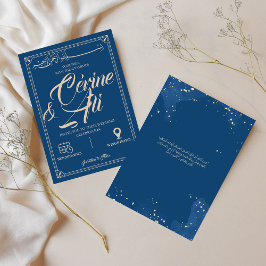 Blaue arabische Hochzeitseinladung für perfekten T Einladung