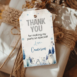 Blaue arktische Tiere Winter Geburtstag Danke Geschenkanhänger